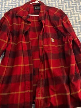 Carhartt Red Plaid Button-Up Work Shirt